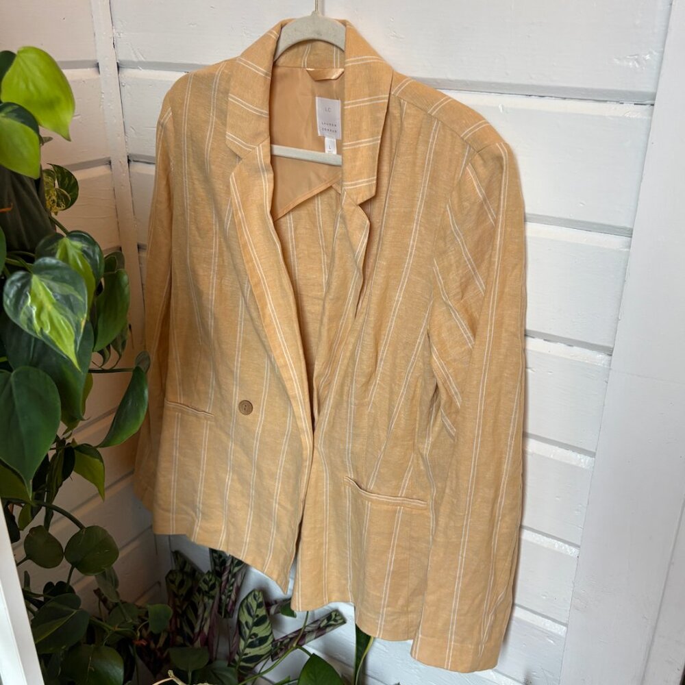 Lauren Conrad Linen Blend Double Pinstripe Blazer